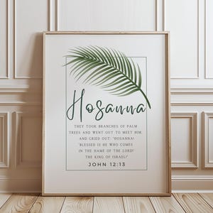 Hosanna In Der Höchsten, Christliche Wandkunst, Palmsonntag Ostern Grünes Palmenblatt, Karwoche Bibelvers, Gesegnet ist er DIGITALDRUCK
