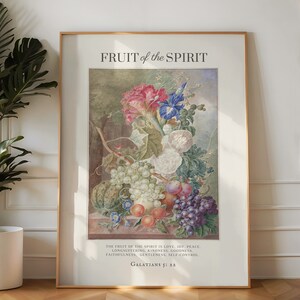 Fruit of the Spirit, Galatians 5:22, Christian Wall Art, Vintage Print, Digital Download