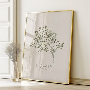 Am Yisrael Chai Israel Olive Branch Poster, Modern Israel Wall Decor, Printable Israel Art Digital Download