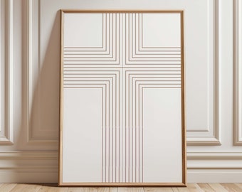 Minimalist Christian Wall Art, Jesus Cross Poster, Simple Christian Art, White Cross Digital Print, Christian Aesthetic Poster