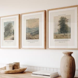 Printable Christian Vintage Paintings, Psalms Collection Set of 3, Psalm 1, Psalm 23, Psalm 121, Christian Home Decor Digital Download