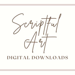 Pu&ograve; includere: Un logo marrone e bianco con il testo "Scriptful Art" e le parole "DIGITAL DOWNLOADS" sotto.