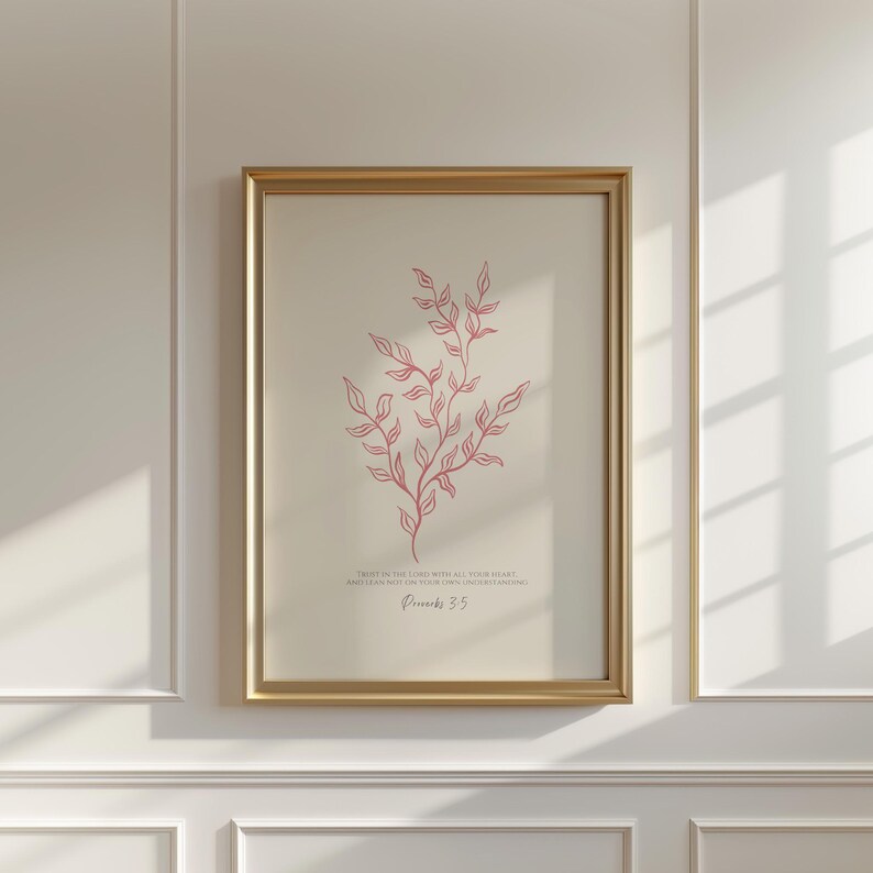 Pink Botanical Scripture Prints, Minimal Bible Verse Wall Art (set of 6 ...