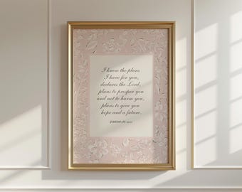 Jeremiah 29:11 Pink Bible Verse Print, Christian Nursery Decor Digital Download