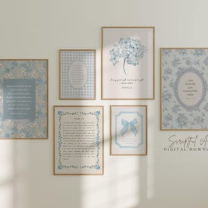 Christian Scripture Art Prints Blue Bible Gallery SET OF 6 (digital ...
