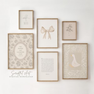 Beige Girls Nursery Decor Aesthetic Cottage Core Posters, Printable Nursery Gallery, Neutral Bible Verse Wall Art Prints Digital Download