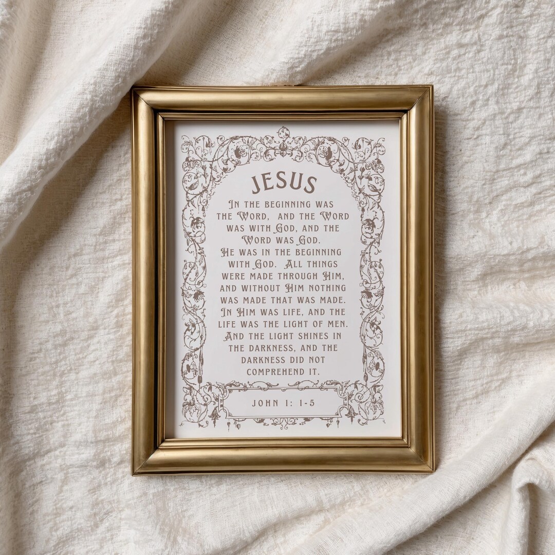 In the Beginning Was the Word, Jesus Bible Verse Poster, John 1:1-5 ...