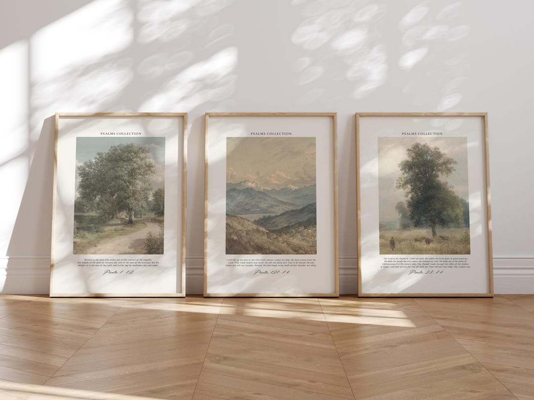 Vintage Christian Wall Art Psalms Bible Verse Prints Scripture Home ...