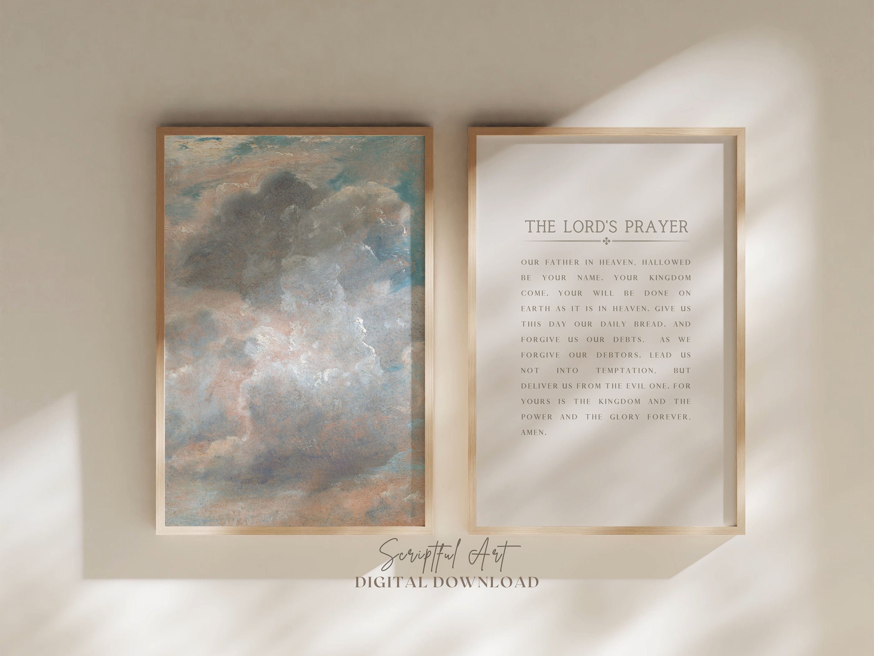 The Lords Prayer Art Print Set of 2 Calming Christian Home Decor ...