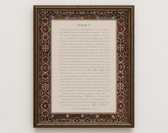 Psalm 91 Vintage Bible Verse Print, Christian Home Decor (Digital Download)