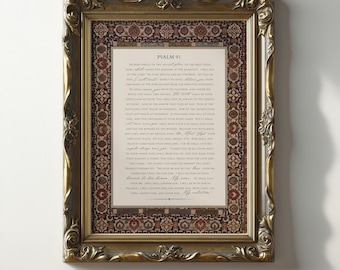 Psalm 91 Scripture Wall Art Vintage Bible Verse Print, Christian Home Decor (Digital Download)