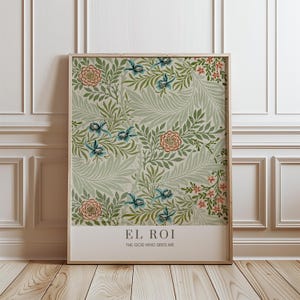 El Roi, Hebrew Name of God Wall Art Printable, Green Botanical Vintage Print, The God Who Sees Me, Digital Download