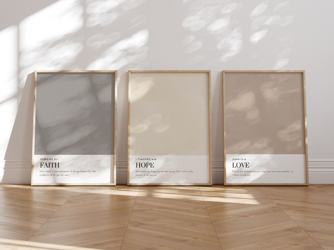 Faith Hope and Love Wall Art Set of 3 Christian Art - Etsy
