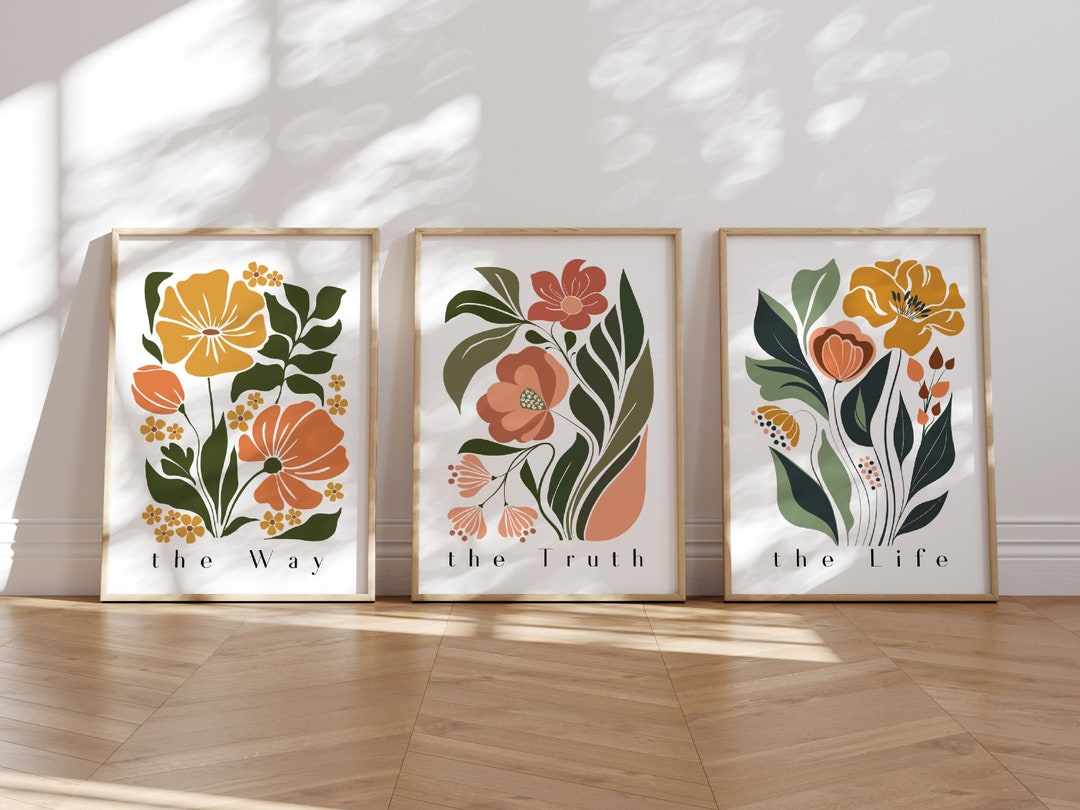 Christian Flower Market Wall Art Set of 3 Printables the Way the Truth ...