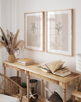 Set Di 3 Poster Su Tela Con Versi Biblici E Fiori, 40x60 Cm, Decorazione Murale Cristiana Minimalista