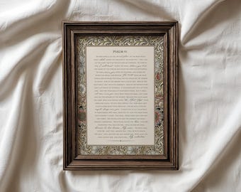 Psalm 91 Vintage Bible Verse Print Christian Wall Art Scripture Home Decor (Digital Download)