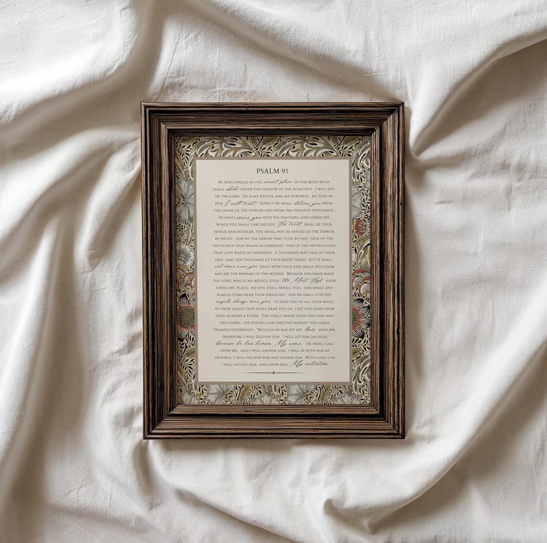 Psalm 91 Vintage Bible Verse Print Christian Wall Art Scripture Home ...