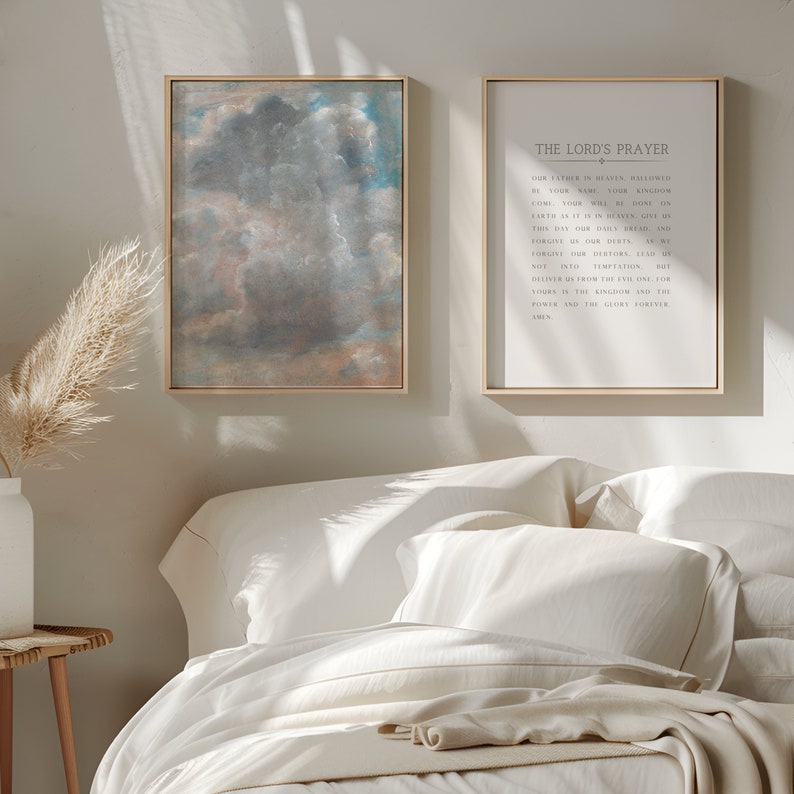 The Lords Prayer Art Print Set of 2 Calming Christian Home Decor ...