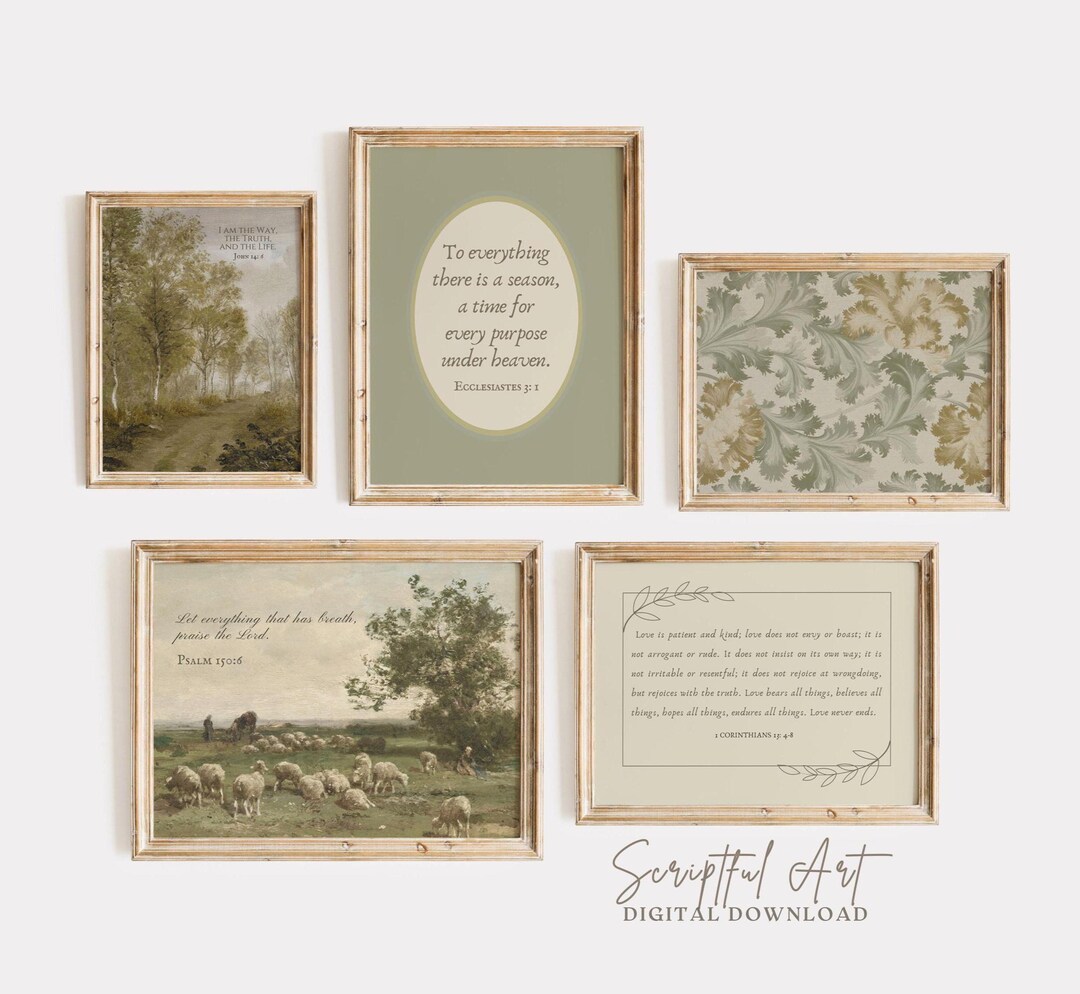 Vintage Christian Art Gallery Rustic Bible Verse Prints, Scripture Wall ...