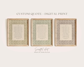 カスタム聖句プリント、キリスト教の引用句デジタルダウンロード、パーソナライズされた聖句、カスタマイズ可能な印刷可能なウォールアート