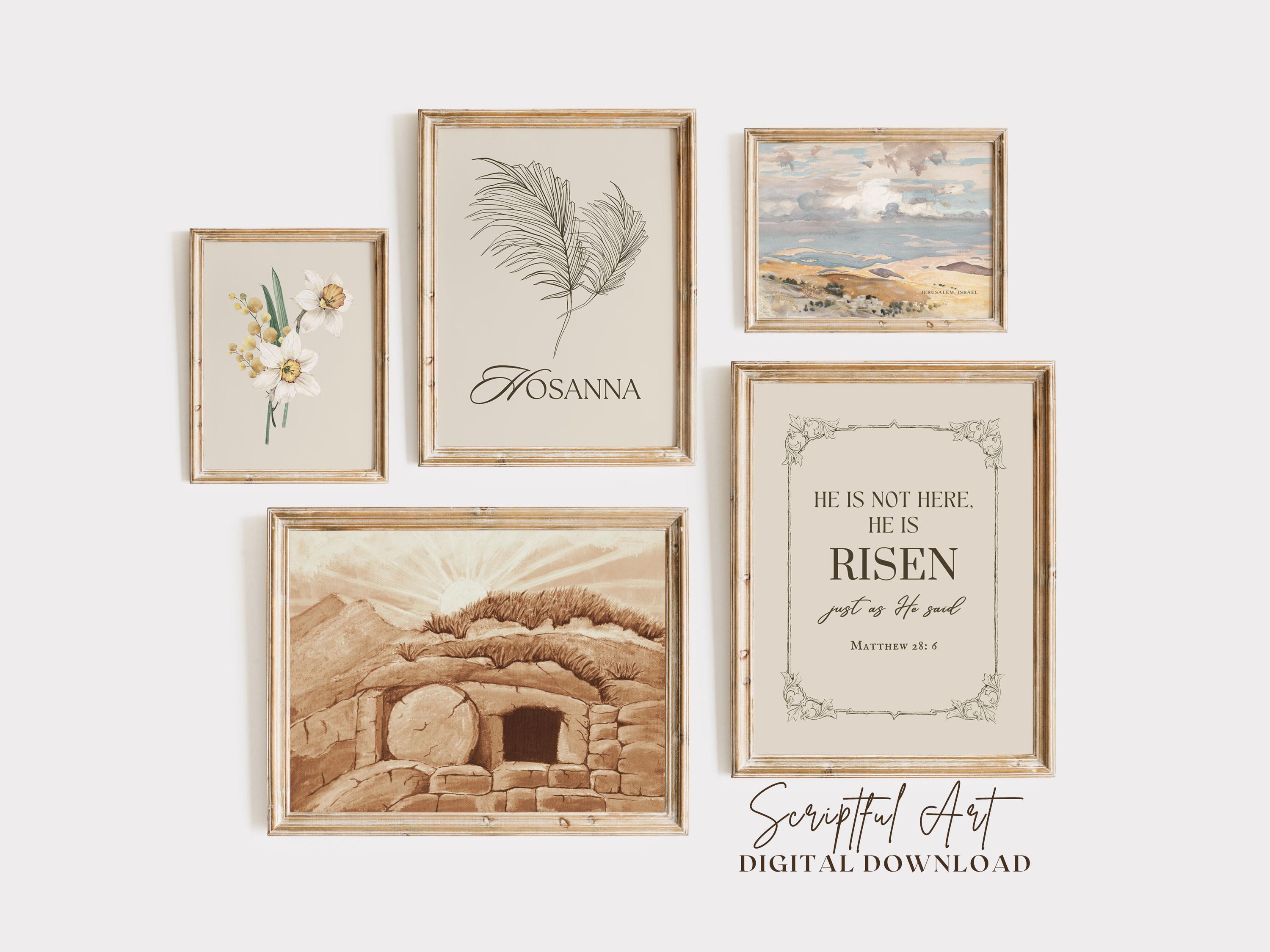 Easter Christian Wall Art, He is Risen, Jesus Resurrection Prints SET ...