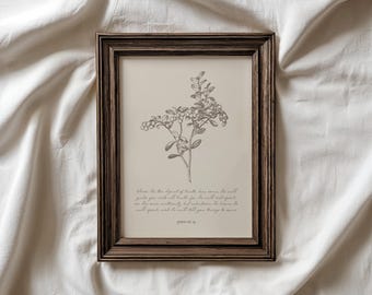 ニュートラルなキリスト教の壁掛けアート、植物の聖句プリント、ミニマルな聖書の一節の壁掛けアート、ヨハネによる福音書16章13節、デジタルダウンロード