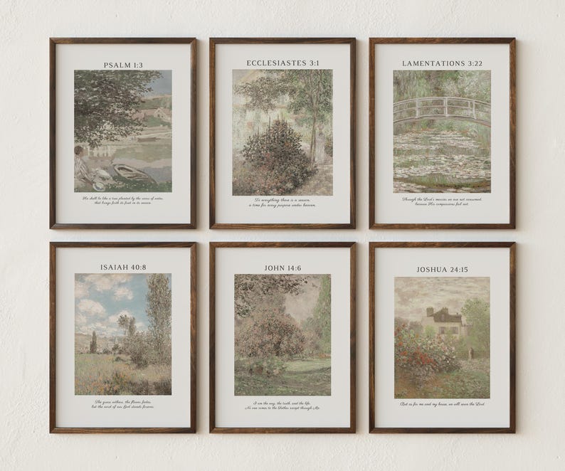 Christian Vintage Gallery Landscape Bible Verse Prints: Set of 6 ...