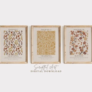 Christliche Wand 3er Set Vintage Psalmen Bibel Vers Poster, Dankbar Dankbar Gesegnet, Christian Wohnkultur Digitaler Download