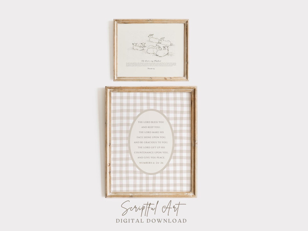 Vintage Sheep Bible Verse, Gender Neutral Nursery Art Prints Set of 2 (Digital Download)