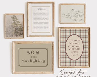 Christian Boy Nursery Decor Rustic Bible Verse Little Man Cave Toddler Prints, Scripture Wall Art for Kids: Set of 5 Digital Download
