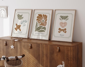 Folk Art Nursery Decor, Christian Girls Room Bible verse Set of 3 (Digital Download)
