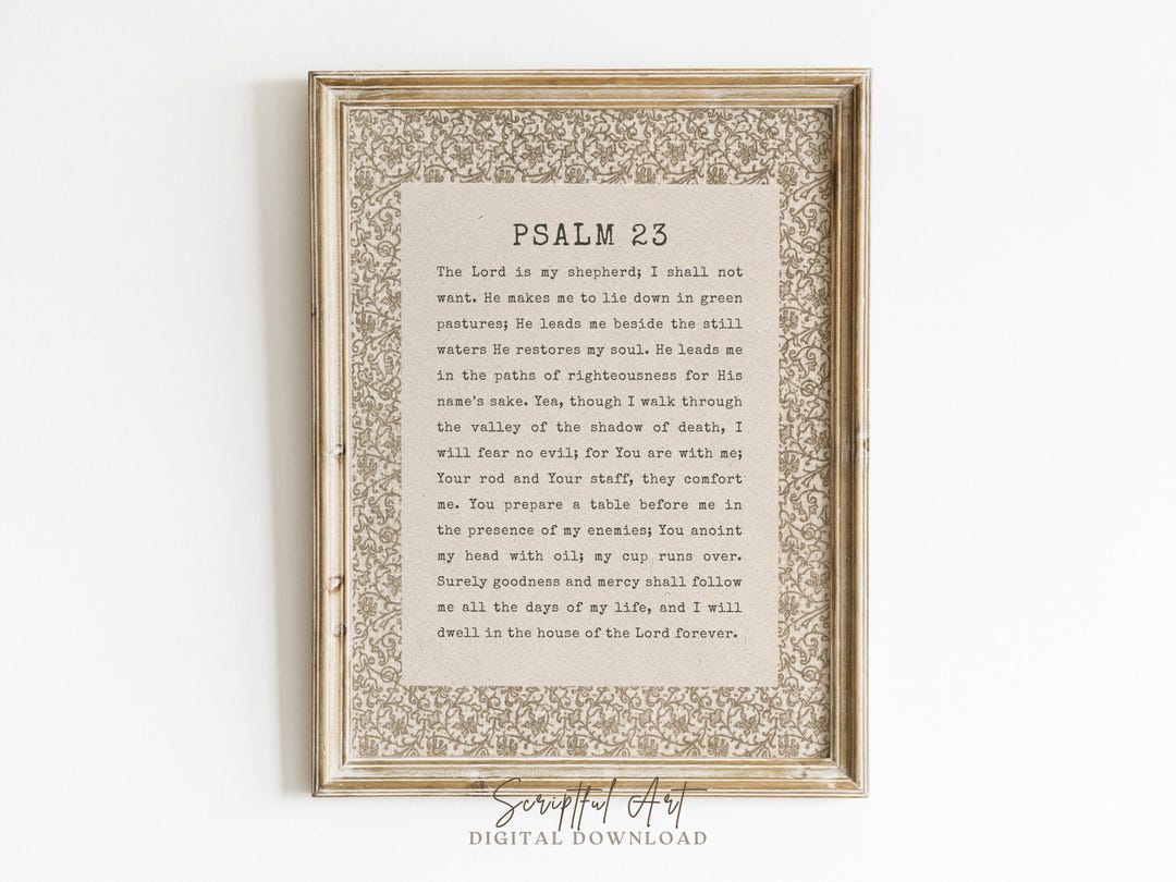 Psalm 23 Bible Verse Print, Vintage Scripture Wall Art (digital ...