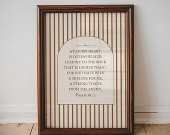 Modern Christian Art, Psalm 61:2, Striped Bible Verse Print Scripture Home Decor (Digital Download)