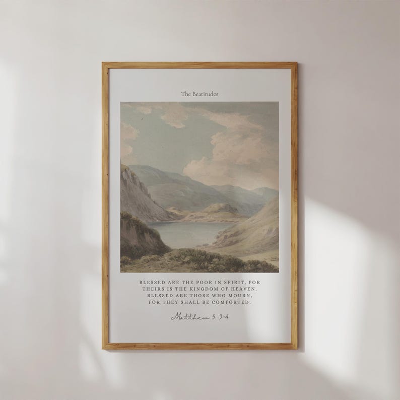 Vintage Christian Wall Art, the Beatitudes, Sermon on the Mount ...