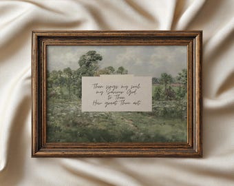 Christian Hymn Wall Art How Great Thou Art, Vintage Meadow Print, Religious Faith Decor (Digital Download)