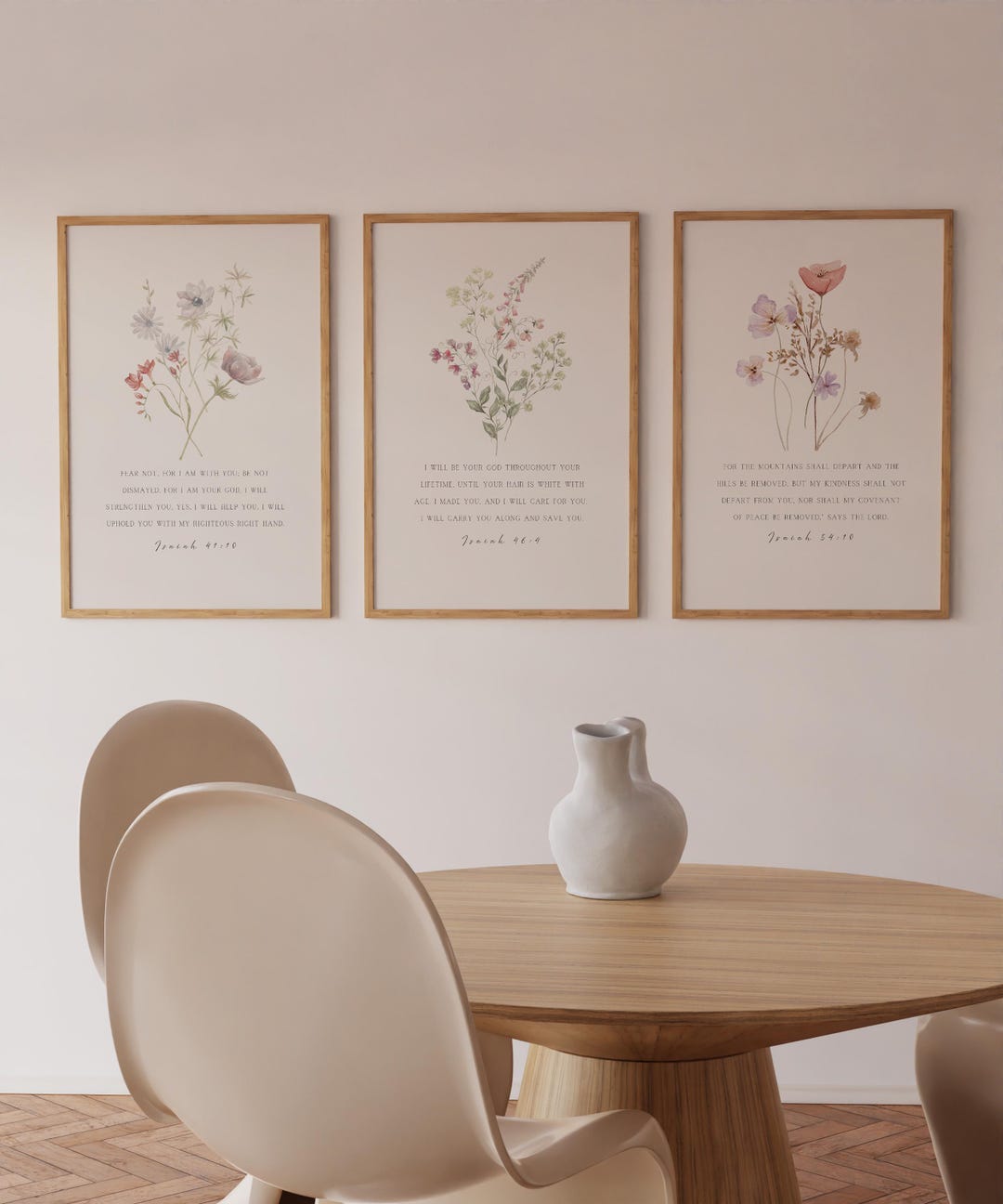 Floral Christian Wall Art Set of 3 Wildflowers Bible Verse Prints ...
