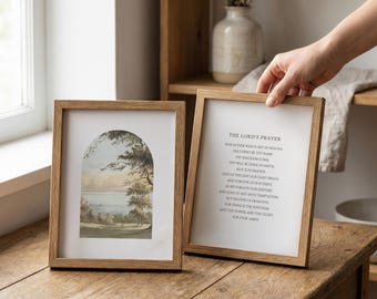 The Lord's Prayer, Vintage Tree Bible Verse Print, Christian Wall Art Set of 2, Digital Download