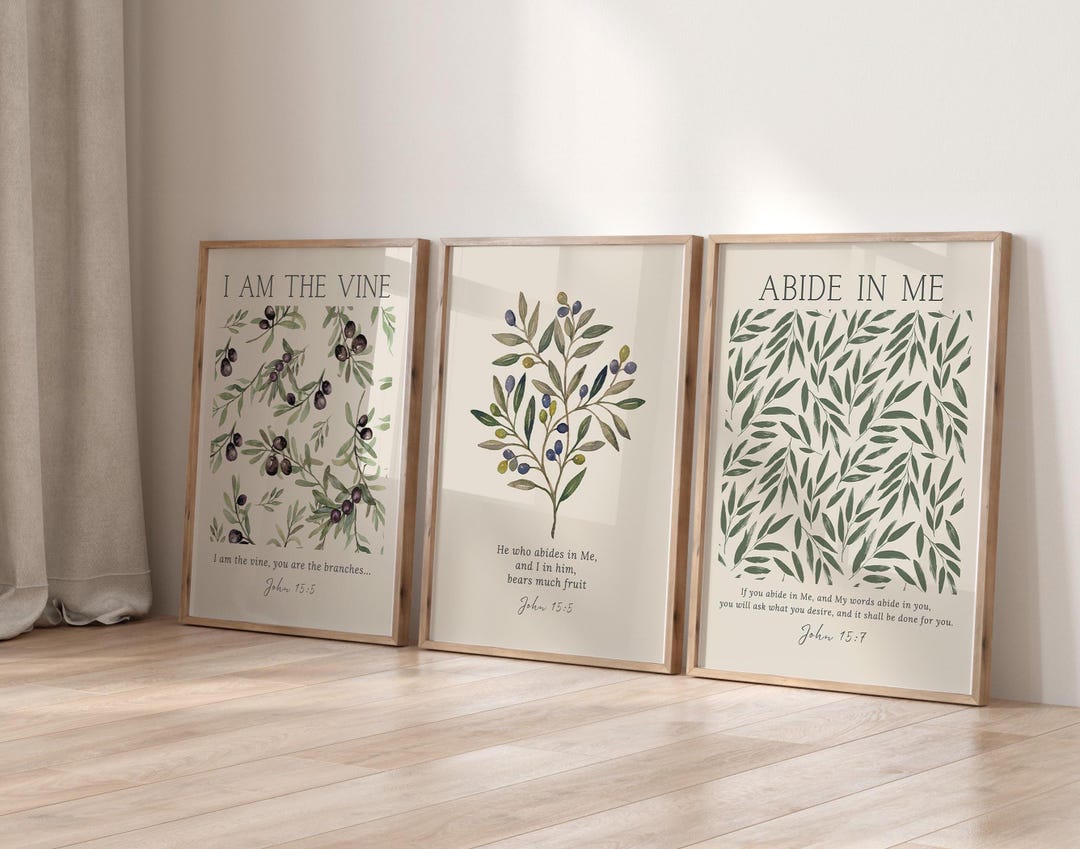Christian Wall Art, I Am the Vine, Abide in Me, John 15, Modern Bible ...