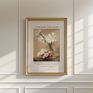 Christian Vintage Gallery, Set of 5, Cottagecore Bible Verse Wall Art, Floral Scripture Prints, Digital Download image 3