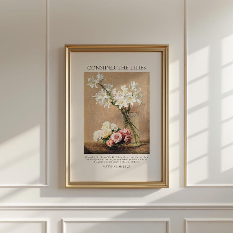 Christian Vintage Gallery, Set of 5, Cottagecore Bible Verse Wall Art, Floral Scripture Prints, Digital Download image 3