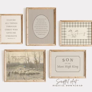 Boys Room Printable Bible Prints Neutral Christian Nursery Wall Art Set of 5, Psalm 23, Philippians 4, The Lords Blessing Digital Download
