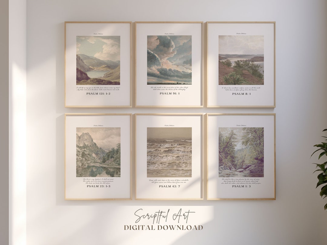 Christian Vintage Landscape Bible Verse Prints: Set of 6 Digital ...