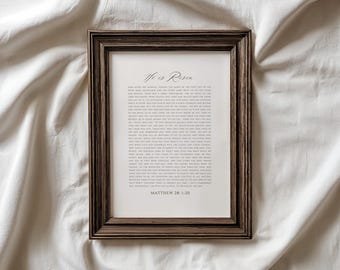 「主は復活された」聖書の一節プリント、キリスト教イースターポスター（デジタルダウンロード）