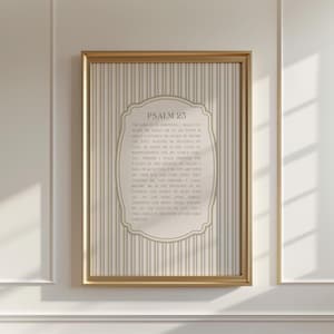 Psalm 23 Neutral Stripes Bible Verse Print Nursery Decor Kids Bible Verse Poster, Vintage Coastal Christian Wall Art, Digital Download
