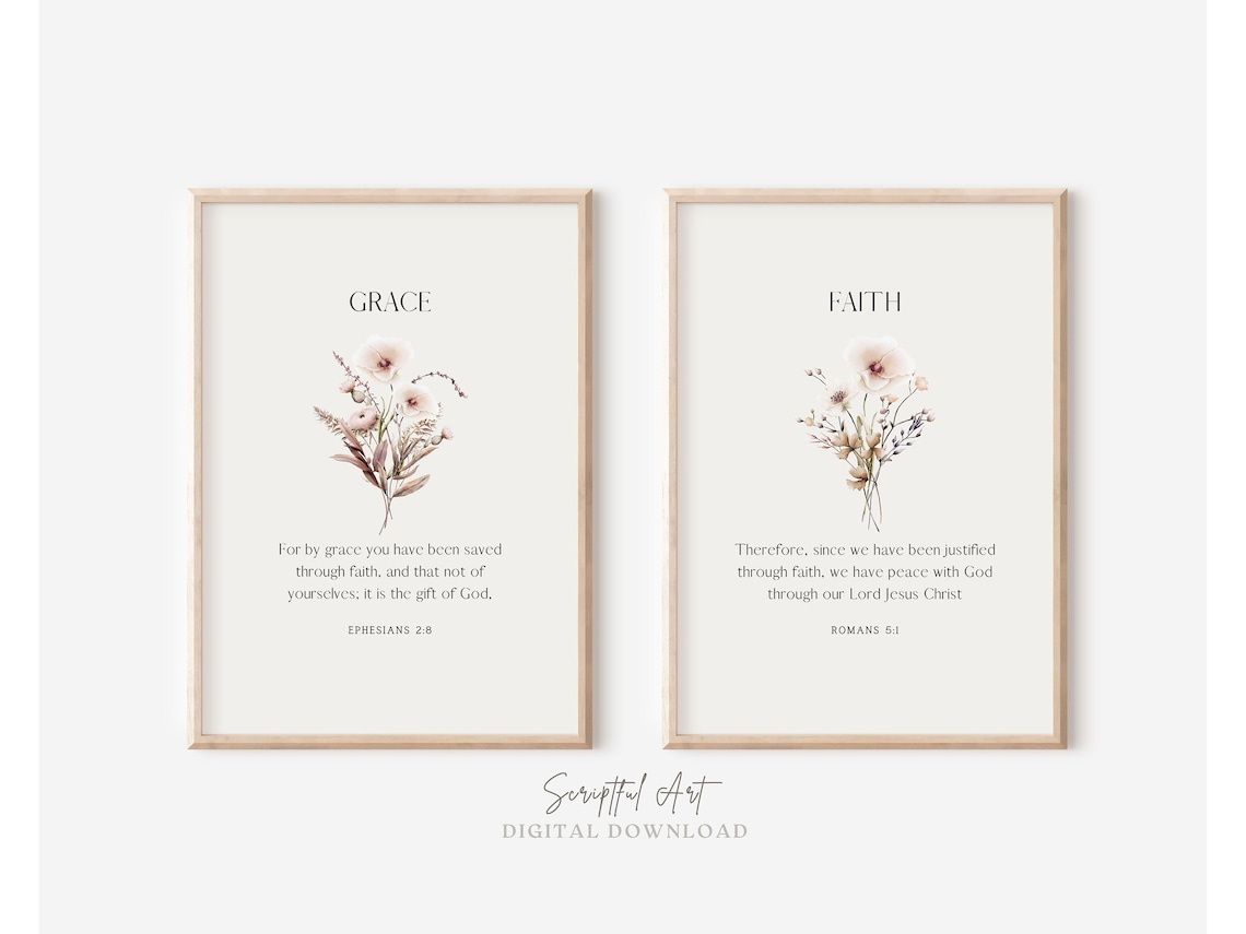 Christian Floral Set of 2, Wildflowers Bible Verse Wall Art, Flowers ...