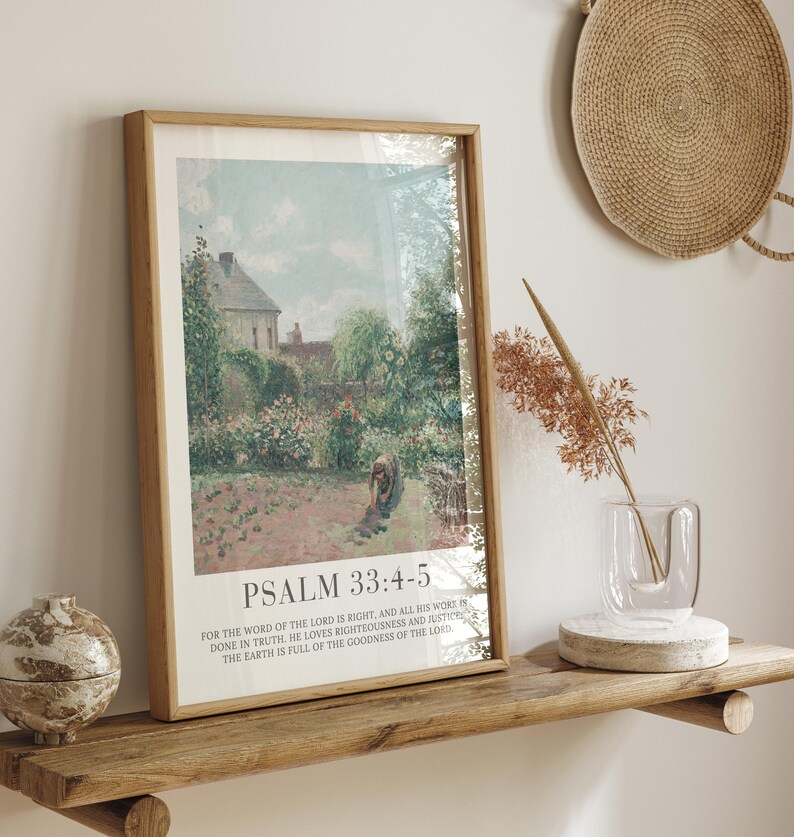 Psalms Christian Wall Art Set of 6, Landscape Vintage Bible Verse