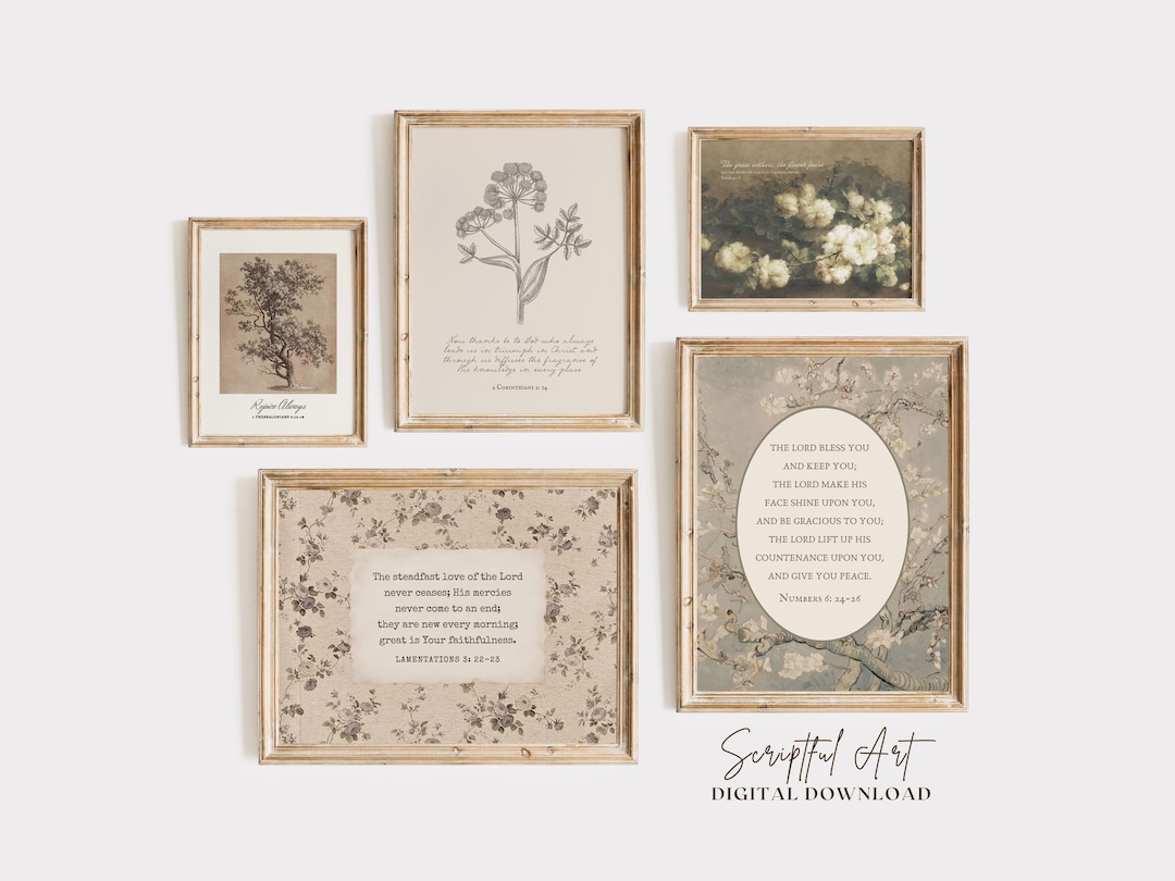 Christian Gallery Wall Art Vintage Bible Verse Prints Modern Scripture ...