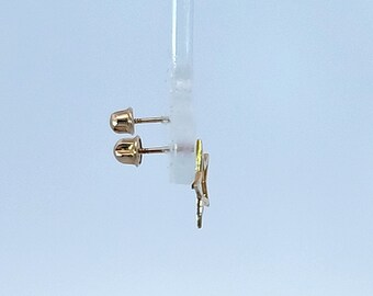 14k Yellow Gold Hollow Star Design Screw Backing Earrings