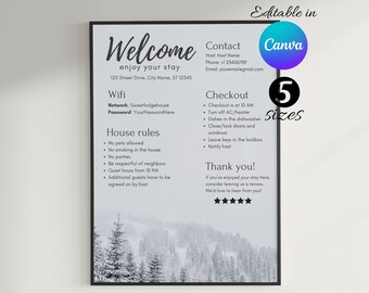 AirBnB Welcome Sign Canva Template | Welcome Sign for Airbnb Hosts, Vacation Rental Printable, Guest Arrival Poster, Template for VRBO