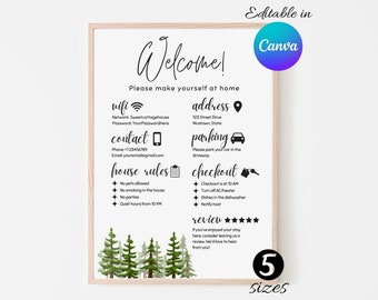 AirBnB Welcome Sign Canva Template | Welcome Sign for Airbnb Hosts, Vacation Rental Printable, Guest Arrival Poster, Template for VRBO